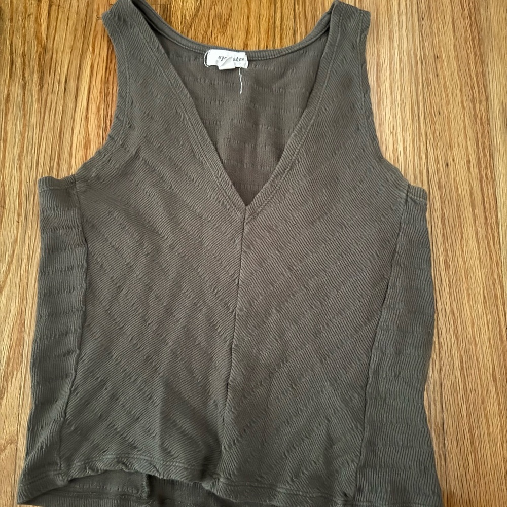 A New Day Gray Asymmetrical Ribbed Tank Top